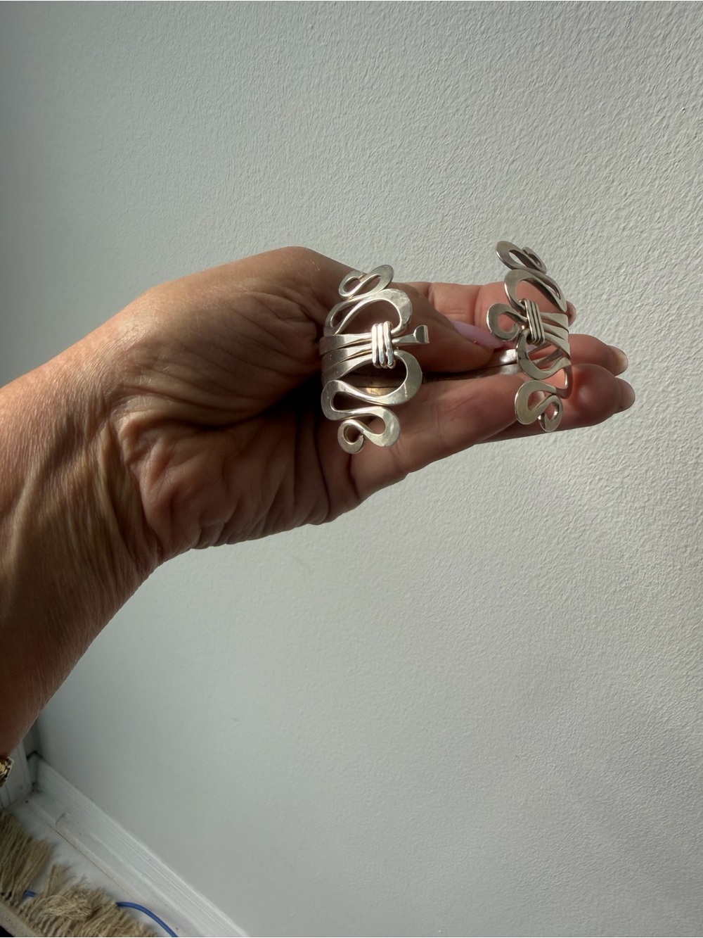 Double Fork Silver Plated Sculptural Cuff Bracelet - 7” - Picture 6 of 13